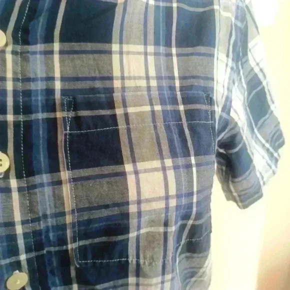 Abercrombie and Fitch Boys Blue and White Plaid Button Down Shirt M - Picture 6 of 11